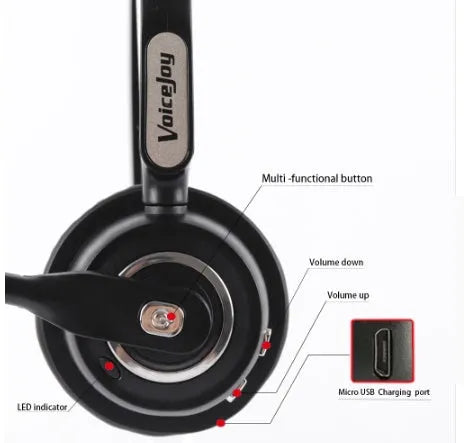 Bluetooth headset with microphone for truck drivers featuring noise cancellation technology