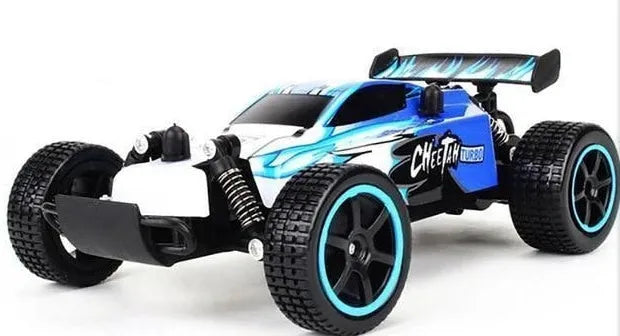 Blue and yellow 1:18 scale remote control off-road car with 2.4Ghz transmitter
