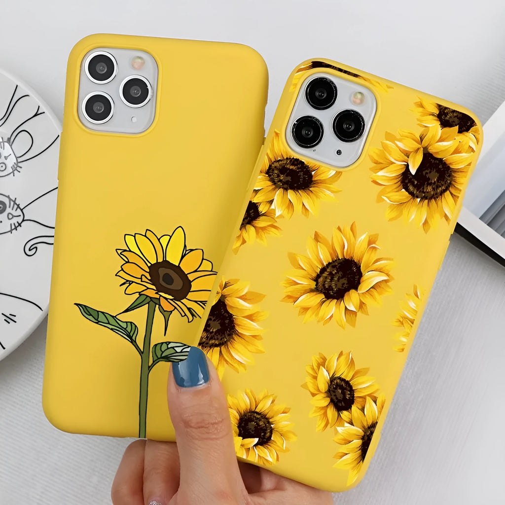 Sunflower phone case TPU back cover with painted cartoon animal design for iPhone and Samsung