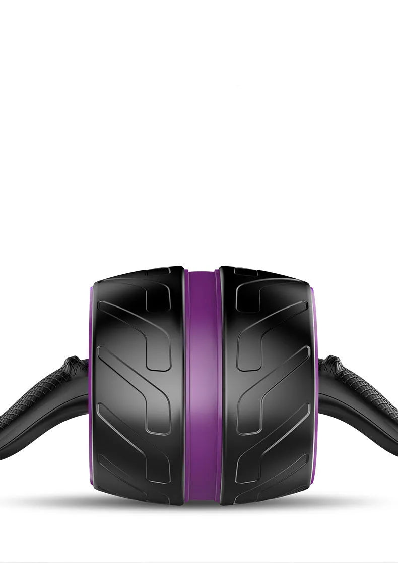 Abdominal muscle wheel with red polypropylene wheel and foam handles on a mat
