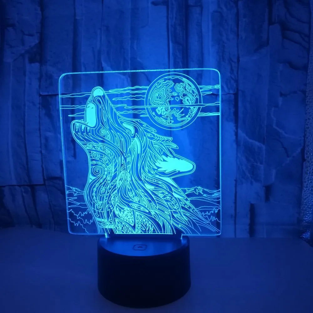 White base colour-changing LED desk lamp with touch control and remote, showing seven colour options.