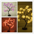 White and red rose flower LED table lamp with USB and battery power options