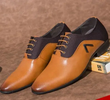 Men's black Oxford shoes with a low-cut PU leather upper and rubber sole.