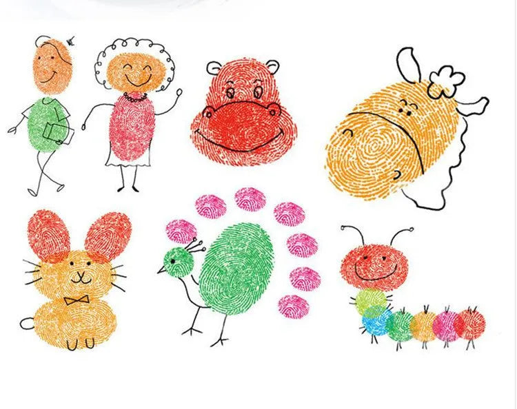 16cm children's fingerprint inkpad with plastic cover and guide picture book for washable painting