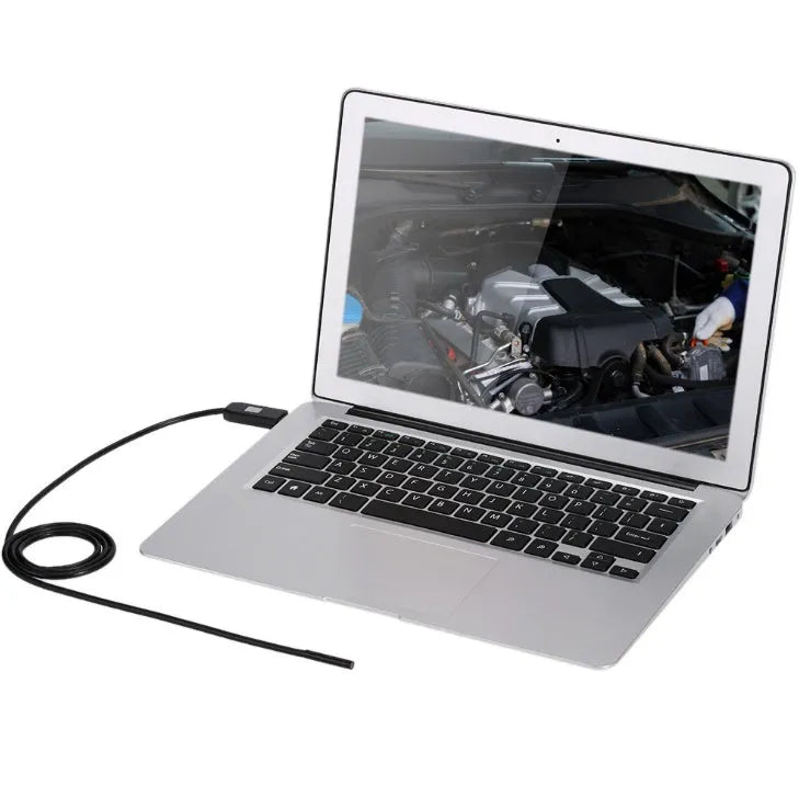 OWSOO USB endoscope with 5m cable, 7mm lens, six LEDs, and magnet hook attachments