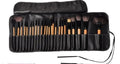24-piece professional makeup brush set with wooden handles in a PU gift bag