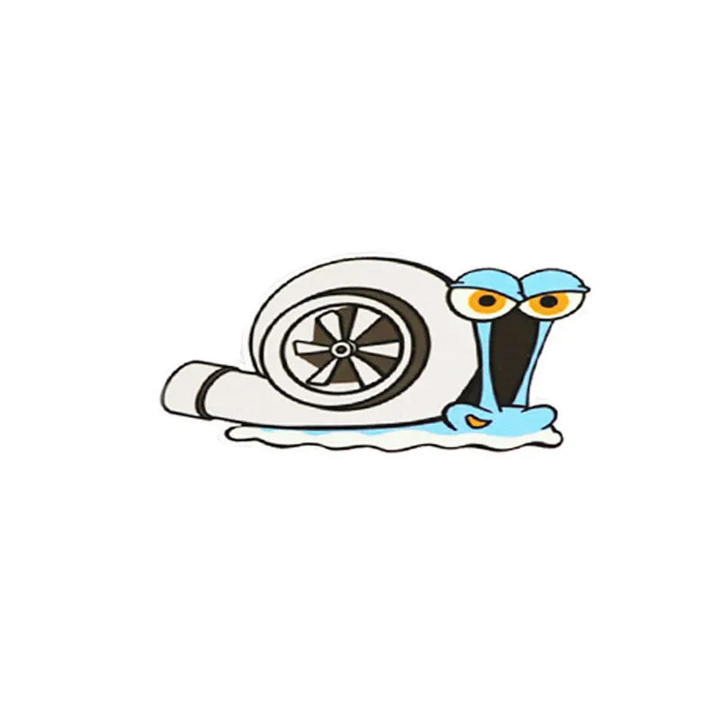 White cartoon snail reflective car sticker for bumper measuring 12cm by 8cm