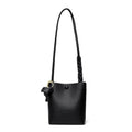 Women's soft genuine leather multilayer phone crossbody bag, square vertical shape, black colour, 20cm height