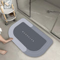 Blended fabric bathroom floor mat in blue colour, available in oval and rectangular shapes.