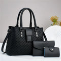 Three-piece women's crossbody bag set with square vertical shape in multiple colour options