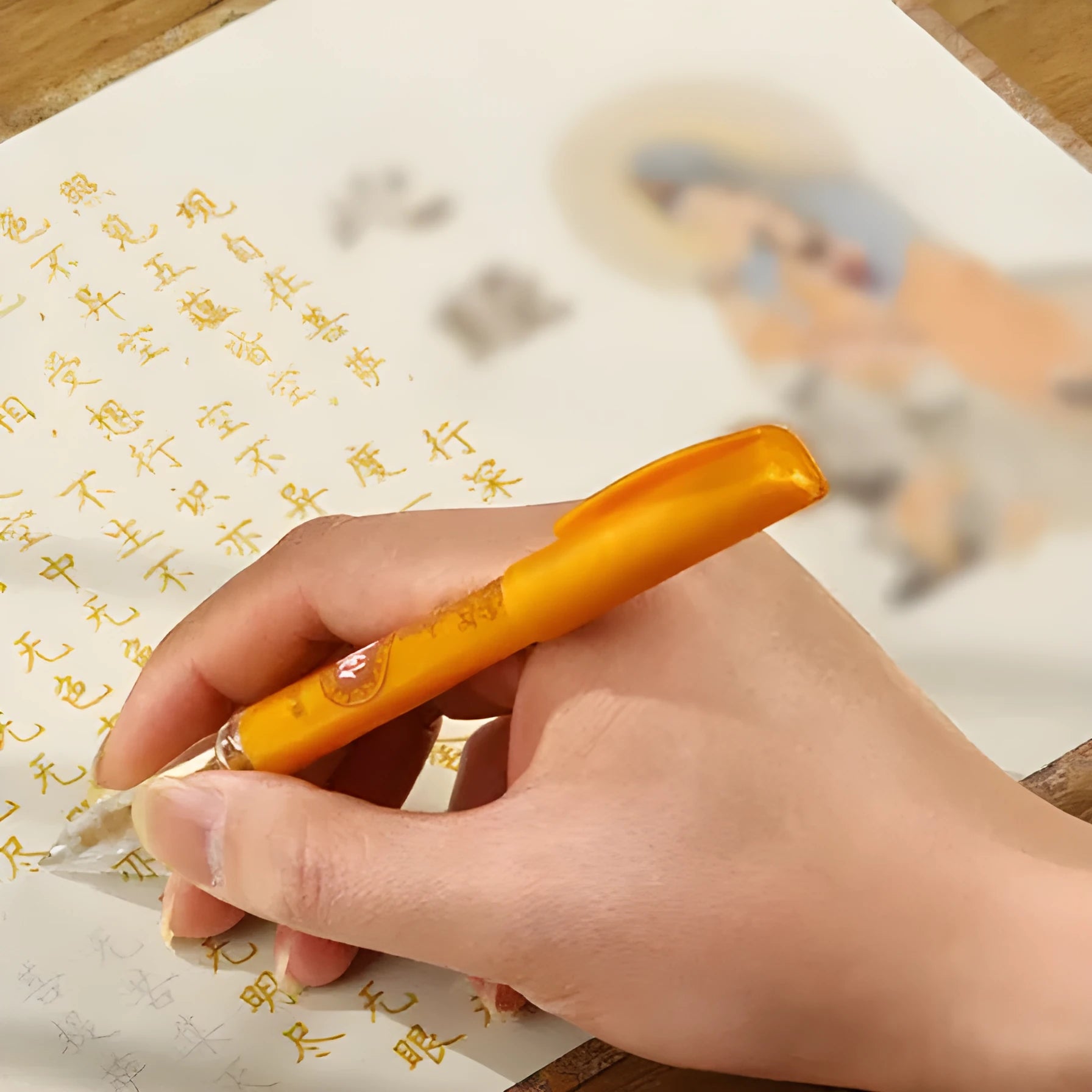 Buddhist sutra copying practice set with hard-tipped pen and 39cm paper sheets in five scripture styles
