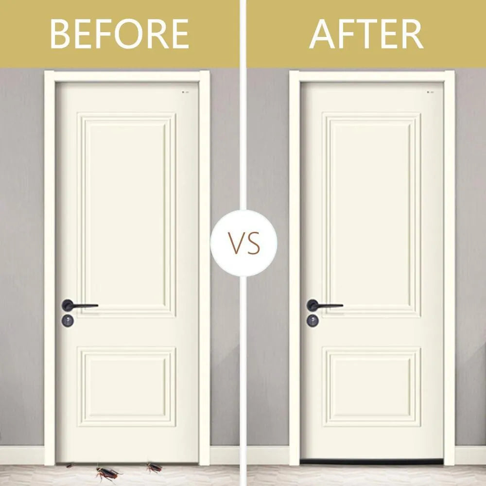 Flexible door bottom sealing strip, 21x15x6.5 cm, white, for noise reduction and draft blocking on interior doors