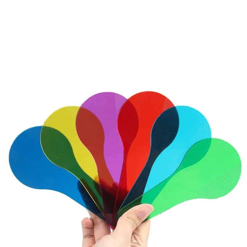 Six coloured PVC learning boards for children with red, yellow, blue, green, orange and purple options
