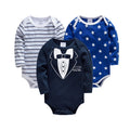 Newborn 3-piece set of 100% cotton long sleeve baby clothes with concealed buttons, neutral colours