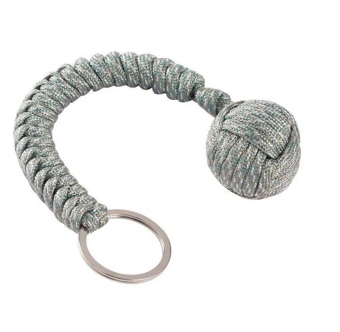 Outdoor seven-core umbrella rope key chain with built-in self-defence steel ball, 24 cm, 86 grams, 3.5 metre rope, black colour