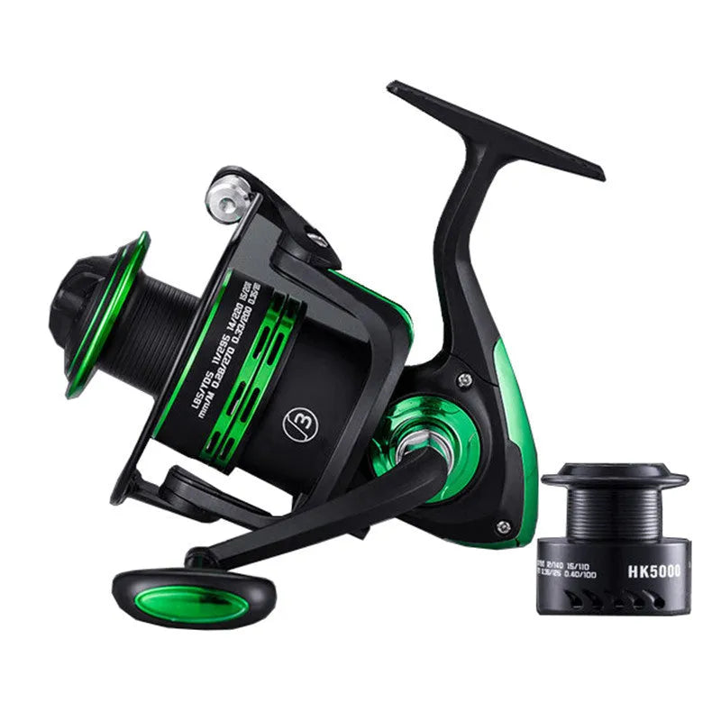 Hunting King Metal Reel spinning fishing reel with metal folding handle and double wire cups