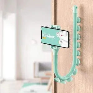 Flexible 62cm long rubber phone holder with suction cup mounted on a bicycle handlebar
