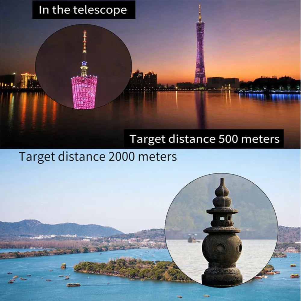 Black 20x50 monocular telescope with 22mm objective lens for outdoor observation