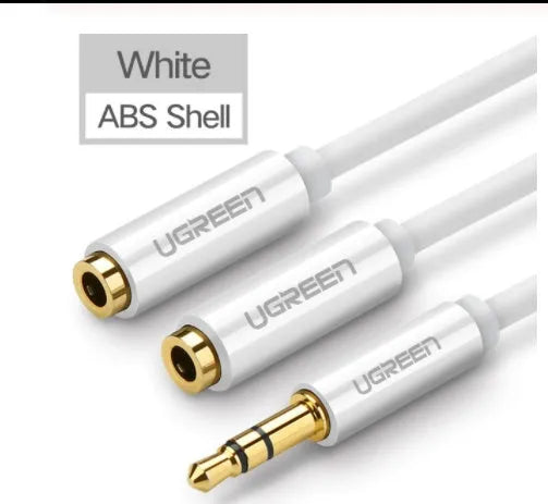 Short 20cm earphone cable with gold 3.5mm connectors in black, grey or white options