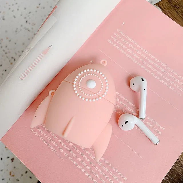 Pink silicone protective case for AirPods 2 compatible wireless earbuds