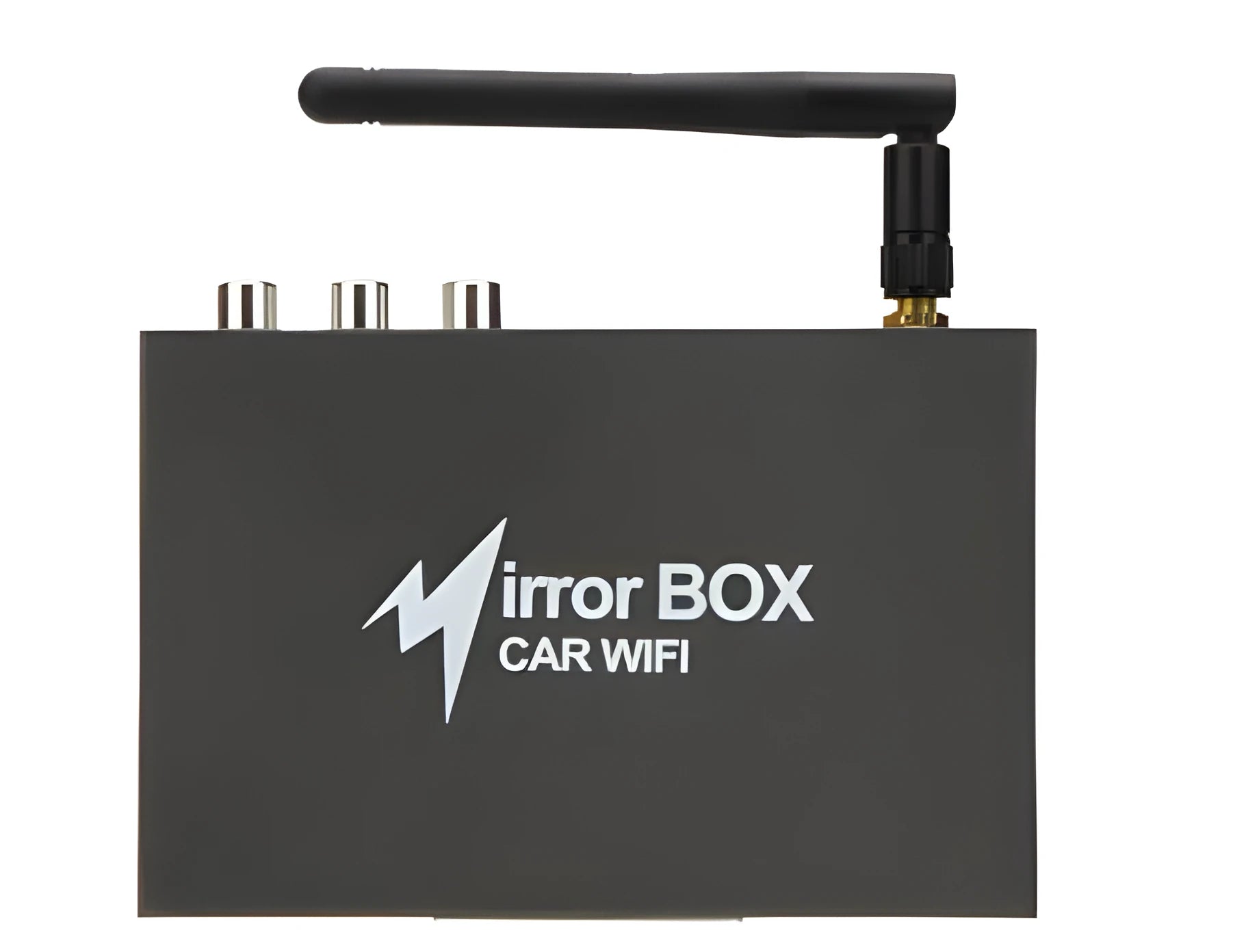 Black car mirror link box with Wi-Fi A/V converter for smartphone screen mirroring to car players
