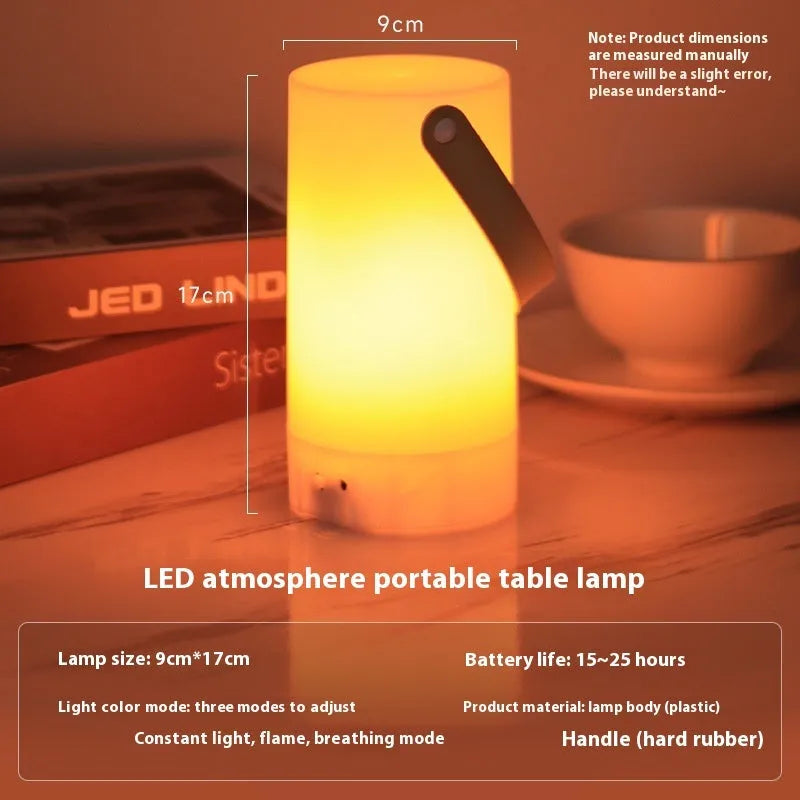 Outdoor charging retro campsite lamp with flame mode, 9x16cm PS acrylic construction