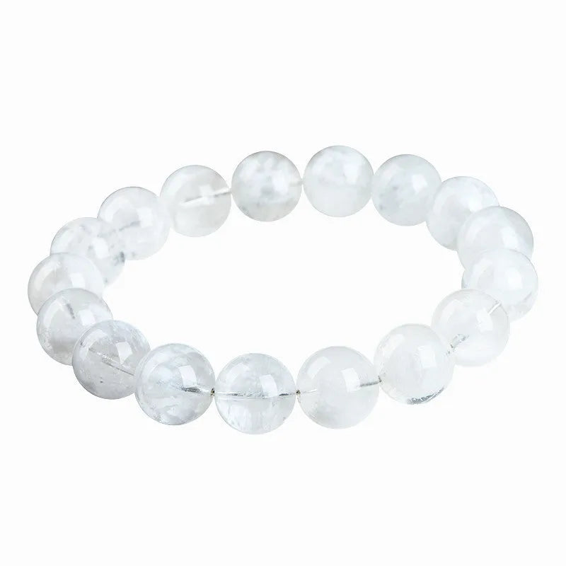 Women's crystal bracelet with blizzard snowflake round beads and Ruyi design in geometric shape.