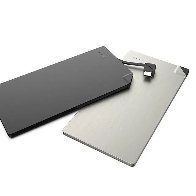 Slim silver graphene power bank with 4000mAh capacity for Apple and Android phones