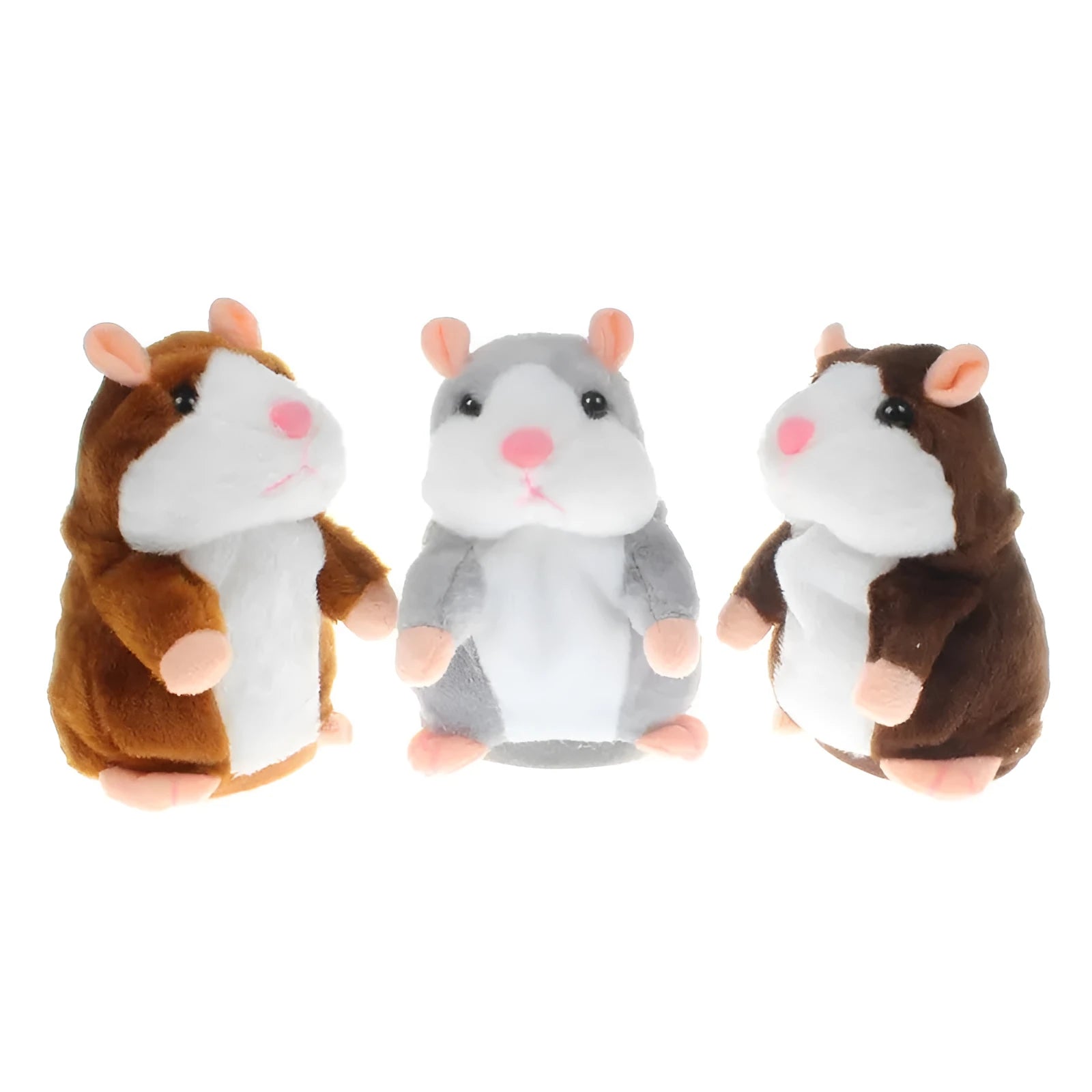 15cm light brown plush talking hamster toy with moving head on a plain background.