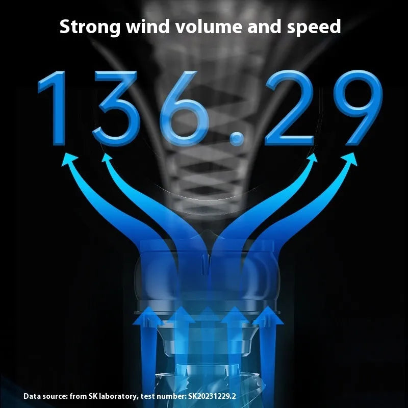 White SK bladeless tower fan with touch screen controls, suitable for floor or desktop use