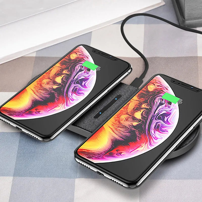 Pair of black 10W wireless chargers with Type-C and USB input ports