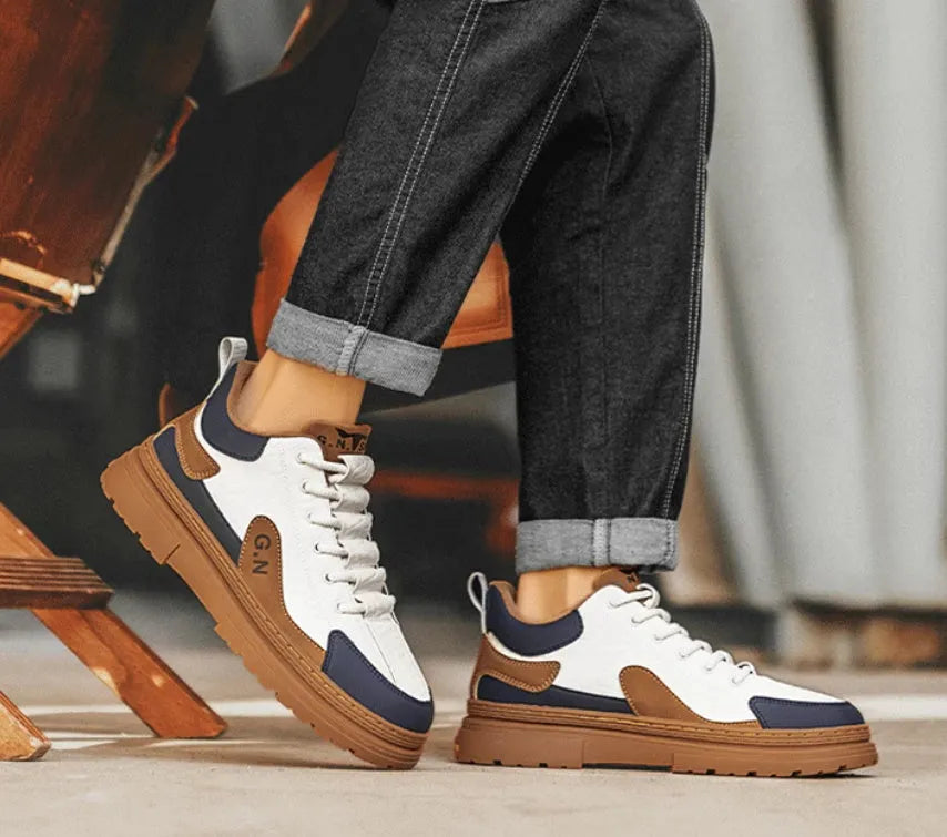 Black and white summer platform casual sneakers with thick rubber soles