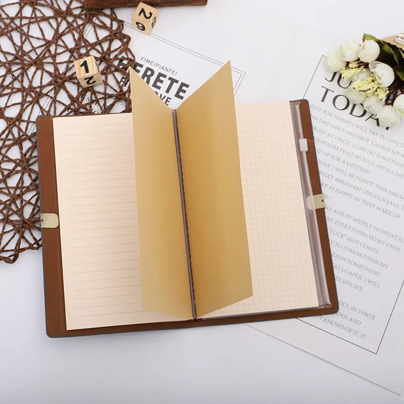 A6 notebook with cowhide rope texture cover showing grey, pink, and red colour options
