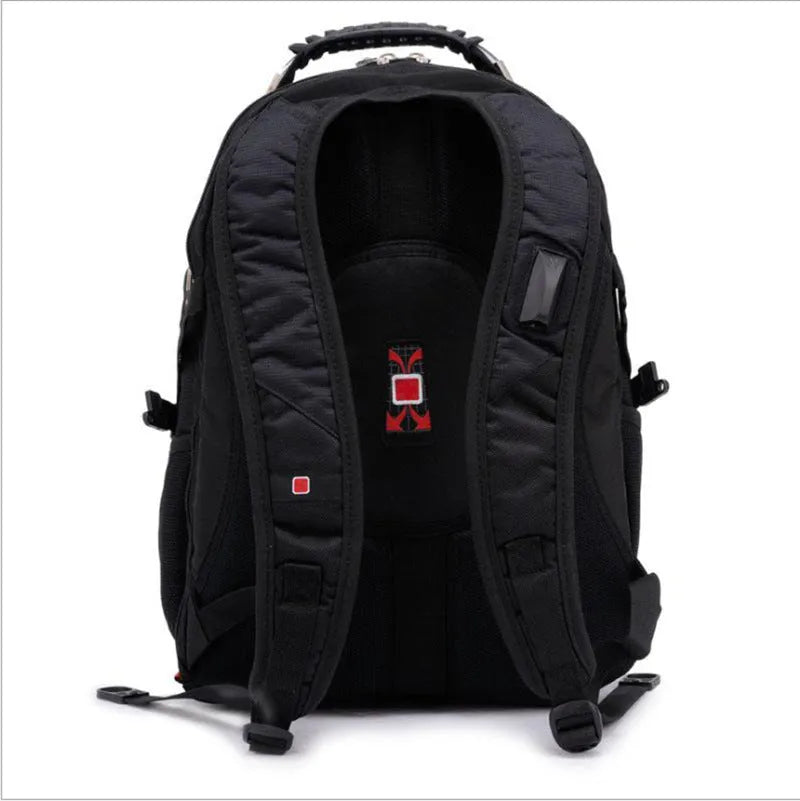 Black business computer backpack with multiple compartments for a 15 inch laptop and organisers