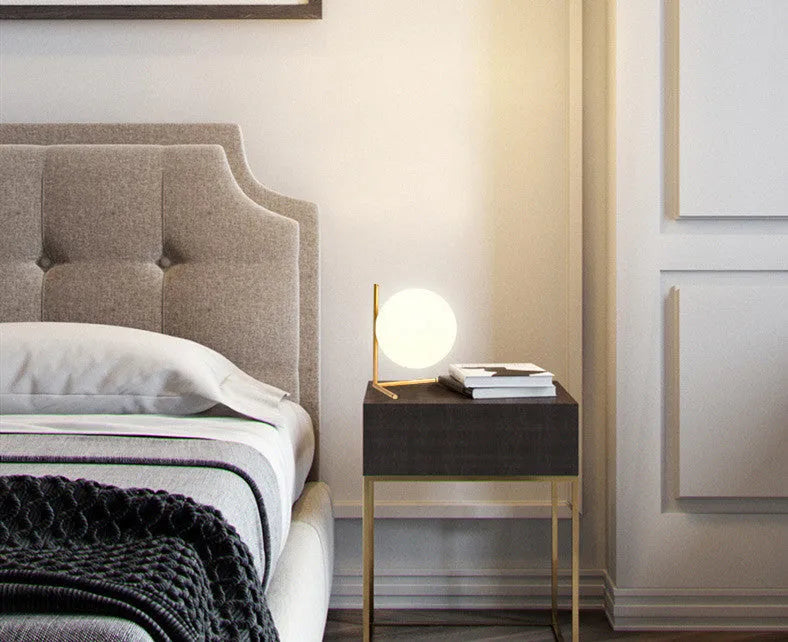 Creative LED lamp with glass shade in three size options for living room or study