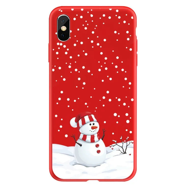 Christmas-themed painted back cover case for iPhone showing one of nine festive design options.