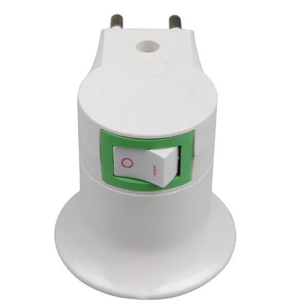 White wall plug-in E27 screw lamp holder with switch in AU, EU or US plug styles