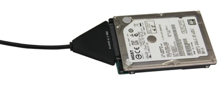 Black USB 3.0 to SATA adapter cable for external hard drive connection
