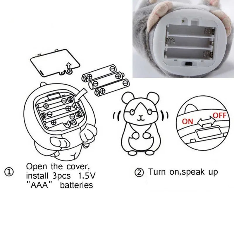 15cm light brown plush talking hamster toy with moving head on a plain background.