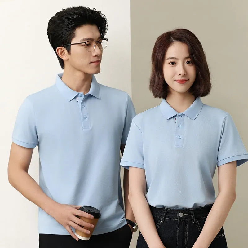 Solid colour catering work polo shirt in cotton blend fabric with short sleeves