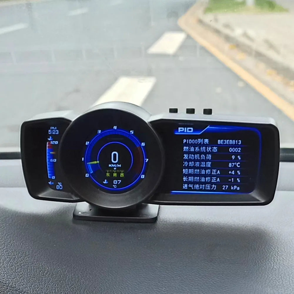A600 OBDII monitor driving computer with TFT display screen showing vehicle diagnostic data