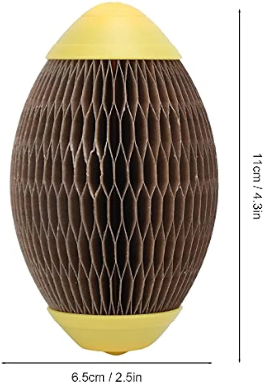 Green ellipse‑shaped corrugated paper catnip ball toy with scratch surface on a white background