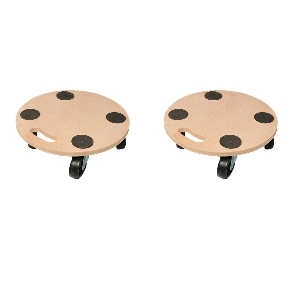 Two natural wood platform trolleys for moving furniture and heavy equipment