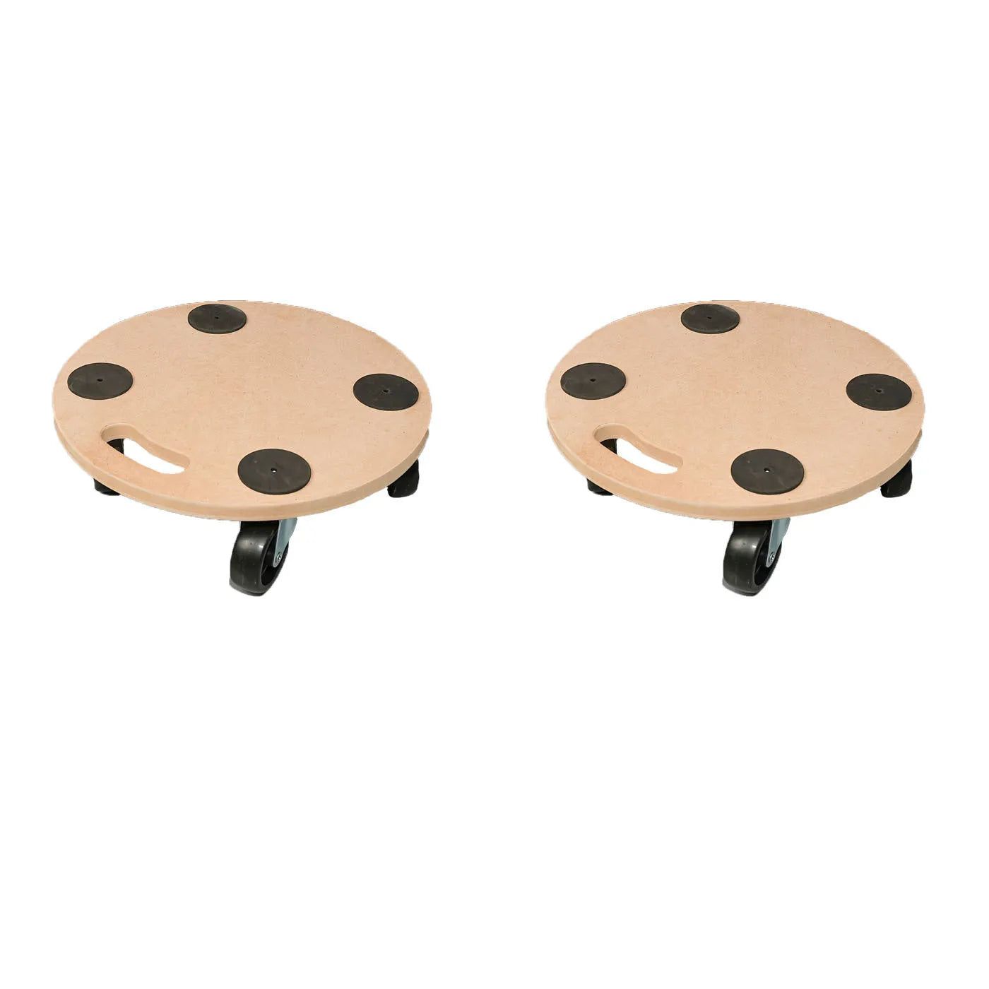 Two natural wood platform trolleys for moving furniture and heavy equipment