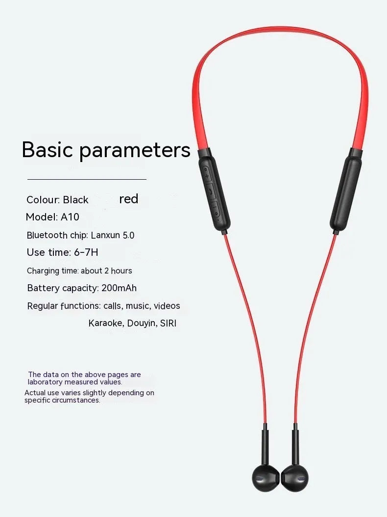 Bluetooth halter stereo sports headset in black with neckband design and power display