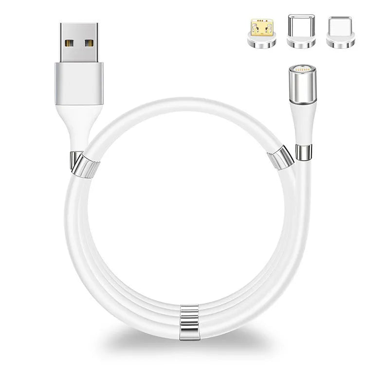 3A fast charging magnetic data cable with TPE coating, Type-C Apple Micro heads, black