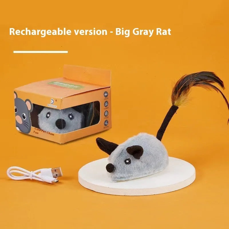 Electronic plush cat toy mouse with remote control for realistic feline play