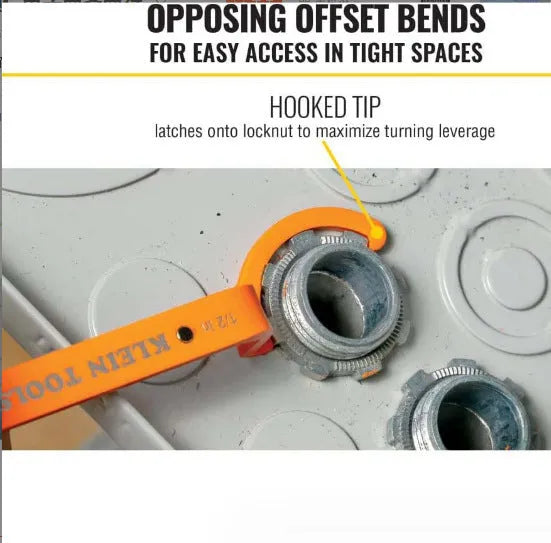 Crescent magnetic suction and catheter locking wrench three-piece set in orange, grey, and black.