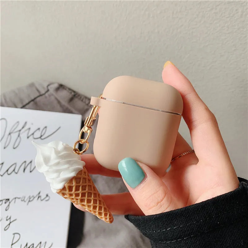 Cylinder Ice Cream design silicone case for Apple AirPods 2 wireless Bluetooth headset.