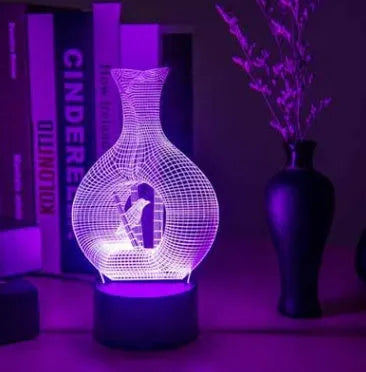 3D acrylic LED night light with colour-changing display and touch control base